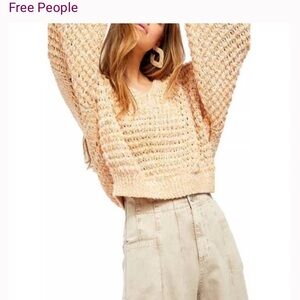 Free People Knit Peaches & Cream V-Neck Sweater